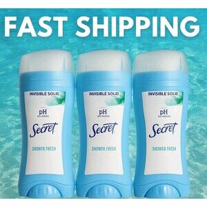 Secret Shower Fresh pH Balanced Deodorant 2.6 oz Invisible Solid‎ Lot of 3